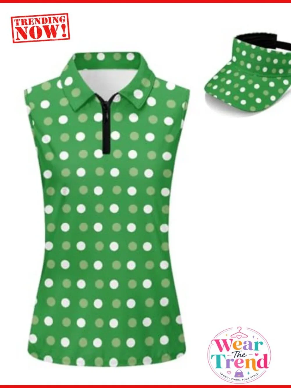 Women's Sleeveless Golf Shirt & Visor Set, Polyester Racerback Tank Top
